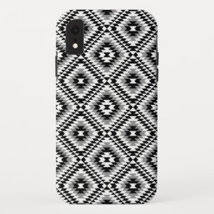 Aztec Stylized BW+Gray Symbol Pattern iPhone XR Case