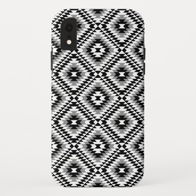 Aztec Stylized BW+Gray Symbol Pattern Case-Mate iPhone Case (Back)