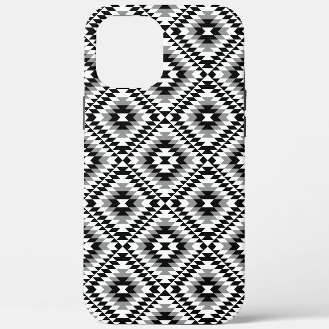 Aztec Stylized BW+Gray Symbol Pattern Case-Mate iPhone Case (Back)