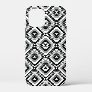 Aztec Stylized BW+Gray Symbol Pattern iPhone 12 Mini Case