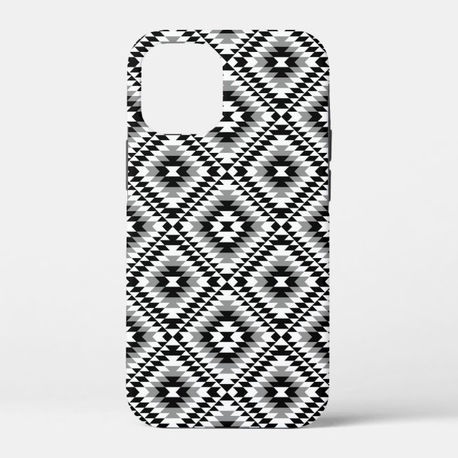 Aztec Stylized BW+Gray Symbol Pattern Case-Mate iPhone Case (Back)