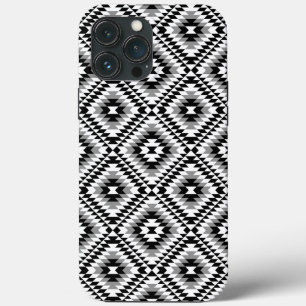 Aztec Stylized BW+Gray Symbol Pattern iPhone 13 Pro Max Case