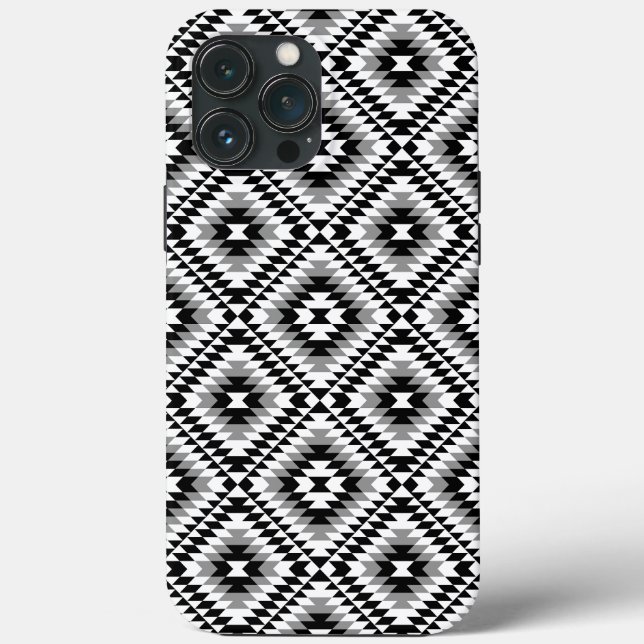 Aztec Stylized BW+Gray Symbol Pattern Case-Mate iPhone Case (Back)
