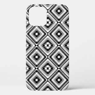 Aztec Stylized BW+Gray Symbol Pattern iPhone 12 Case