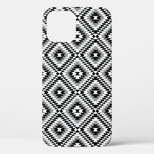 Aztec Stylized BW+Gray Symbol Pattern Case-Mate iPhone Case (Back)