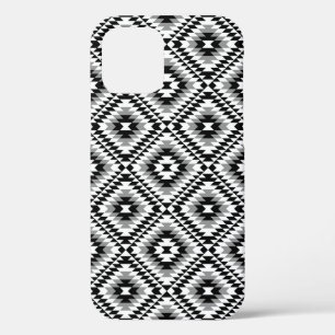 Aztec Stylized BW+Gray Symbol Pattern iPhone 12 Pro Case