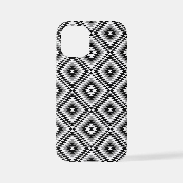 Aztec Stylized BW+Gray Symbol Pattern iPhone Case (Back)