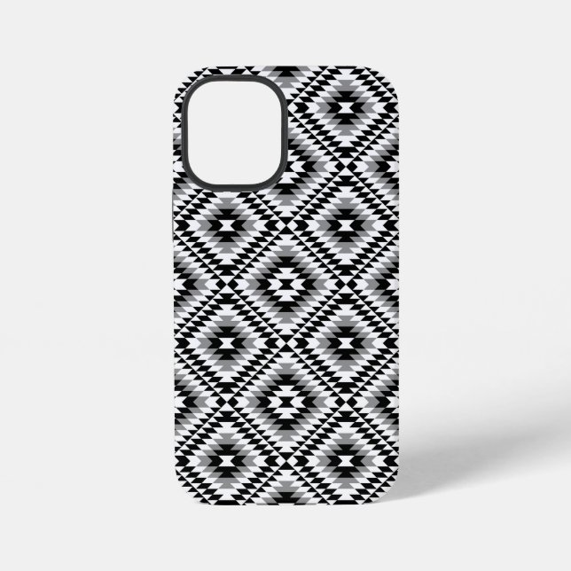 Aztec Stylized BW+Gray Symbol Pattern iPhone Case (Back)