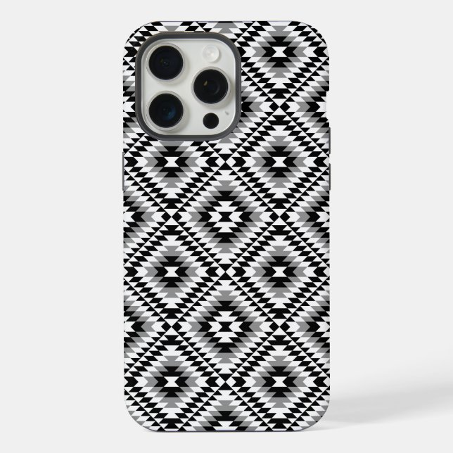 Aztec Stylized BW+Gray Symbol Pattern Iphone Case (Back)
