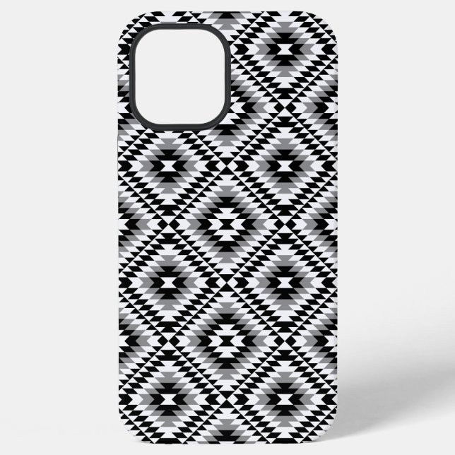 Aztec Stylized BW+Gray Symbol Pattern Iphone Case (Back)