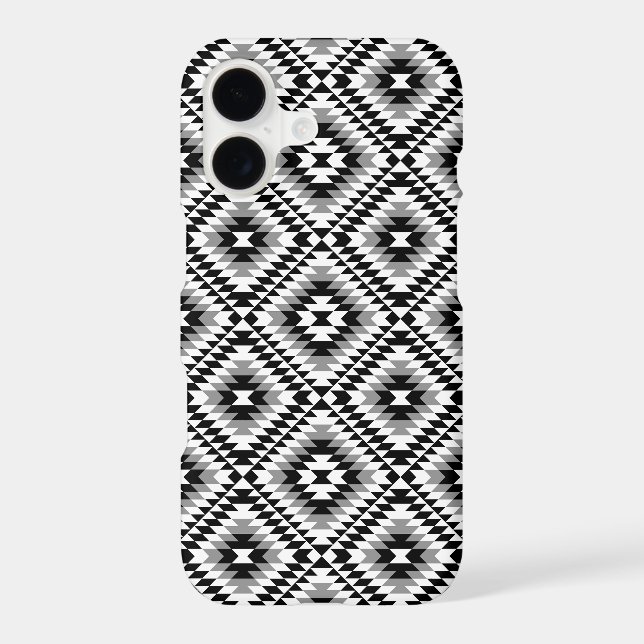 Aztec Stylized BW+Gray Symbol Pattern Iphone Case (Back)