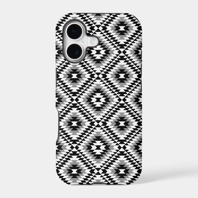 Aztec Stylized BW+Gray Symbol Pattern Iphone Case (Back)