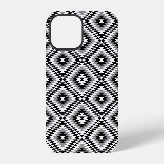 Aztec Stylized BW+Gray Symbol Pattern Iphone Case (Back)