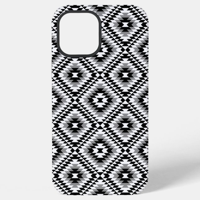 Aztec Stylized BW+Gray Symbol Pattern iPhone Case (Back)