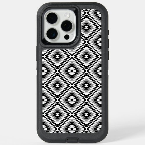 Aztec Stylized BWGray Symbol Pattern iPhone 15 Pro Max Case