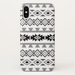 Aztec Stylized Lg Pattern II Monochrome iPhone X Case