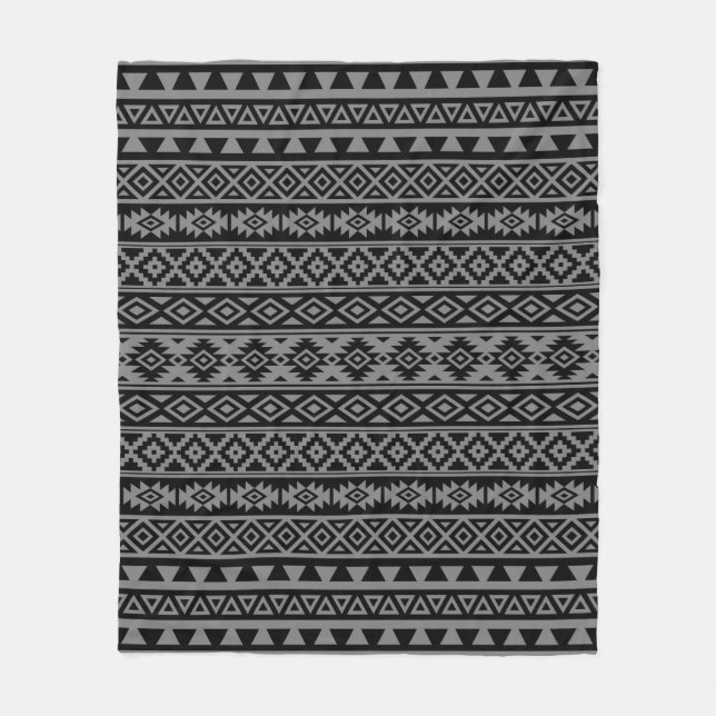 Aztec Stylized Pattern Black & Gray I Fleece Blanket (Front)