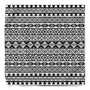 Aztec Stylized Pattern Black & White Bandana