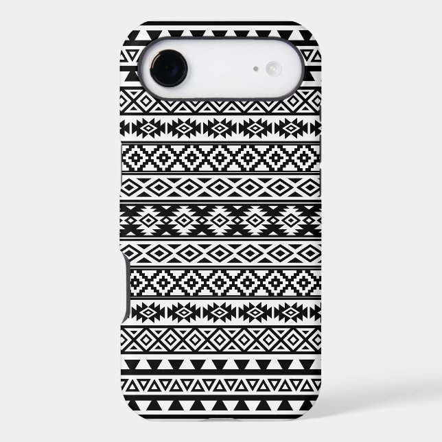 Aztec Stylized Pattern Black & White Case-Mate iPhone Case (Back)