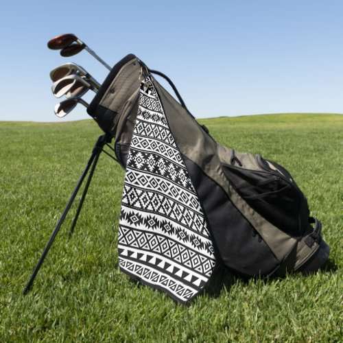 Aztec Stylized Pattern BlackWhite Golf Towel