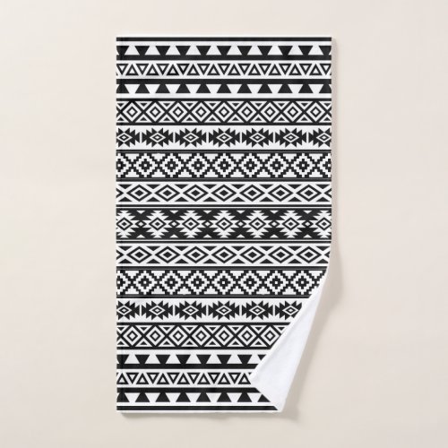 Aztec Stylized Pattern Black  White Hand Towel