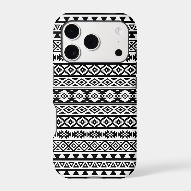 Aztec Stylized Pattern Black & White iPhone Case (Back)