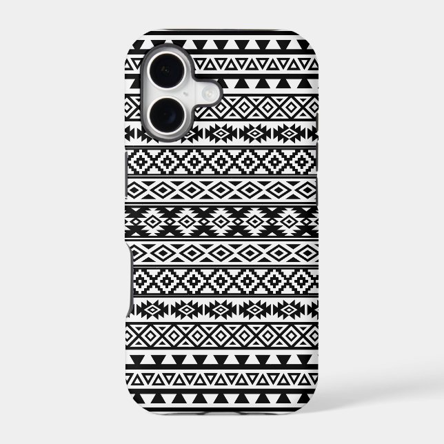Aztec Stylized Pattern Black & White iPhone Case (Back)