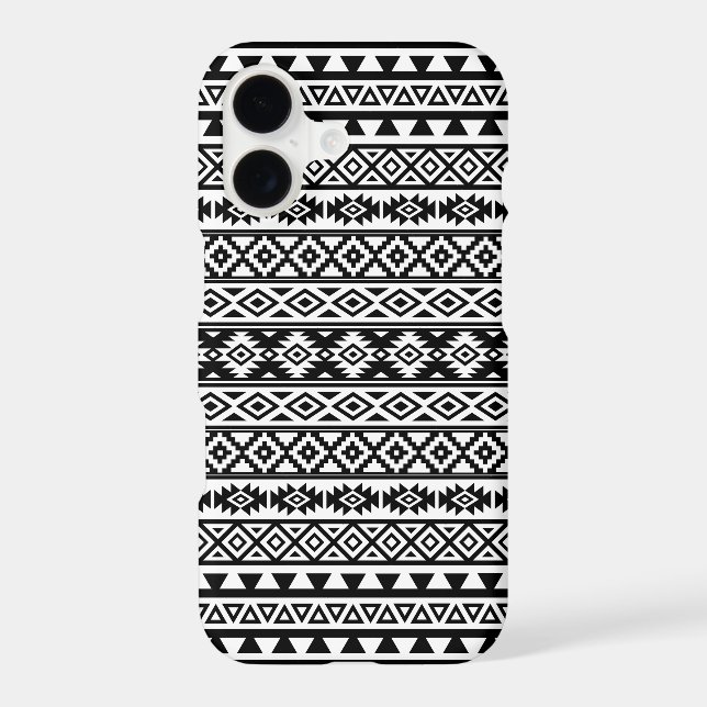 Aztec Stylized Pattern Black & White iPhone Case (Back)
