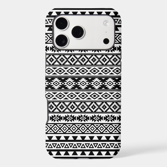 Aztec Stylized Pattern Black & White iPhone Case (Back)
