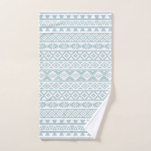 Aztec Stylized Pattern Duck Egg Blue  White Hand Towel