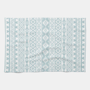 Aztec Stylized Pattern Duck Egg Blue & White Kitchen Towel