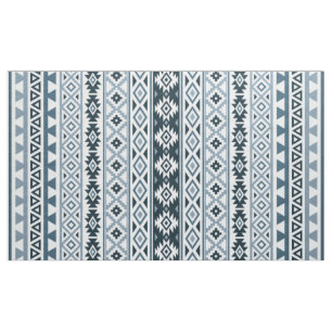 Aztec Stylized Pattern Gray-Blues & White Fabric