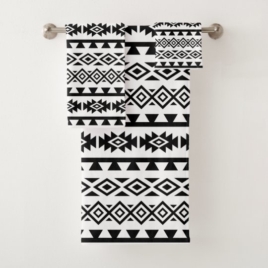 black and white bath towels