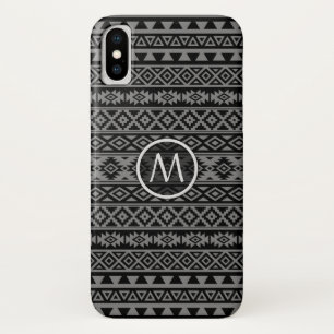 Aztec Stylized Ptn Blk & Gray I (Personalized) iPhone X Case