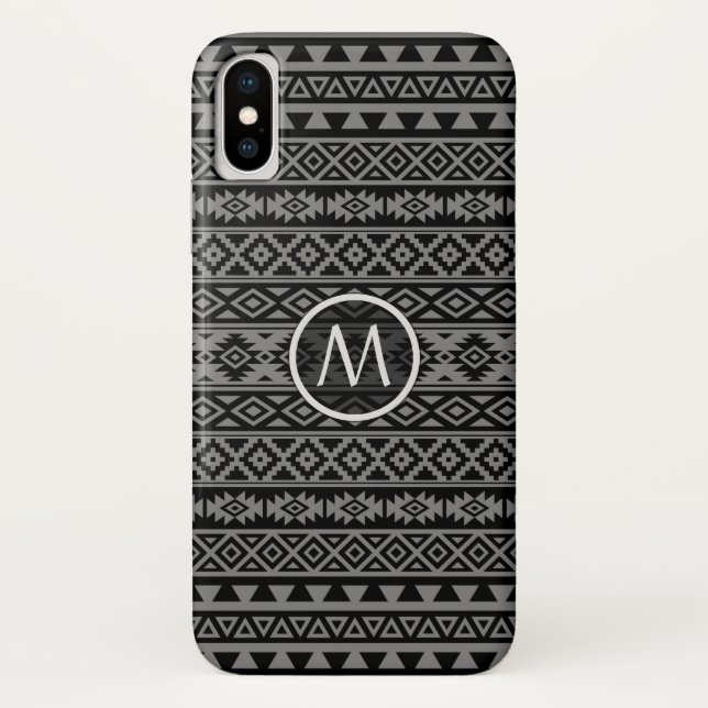 Aztec Stylized Ptn Blk & Gray I (Personalized) Case-Mate iPhone Case (Back)