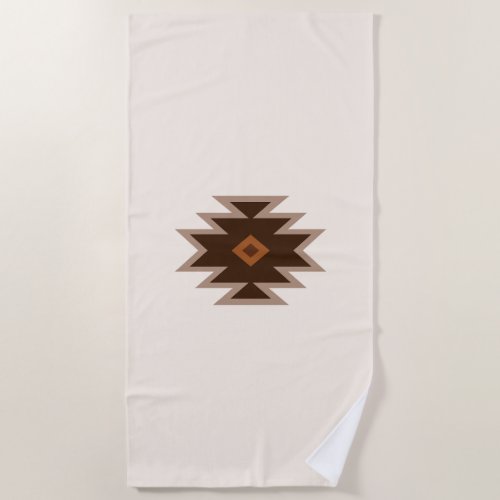 Aztec Stylized Symbol Browns Rusts Cream Beach Towel