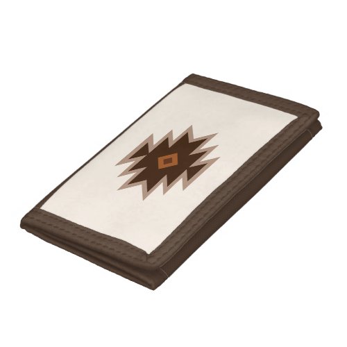 Aztec Stylized Symbol Browns Rusts Cream Trifold Wallet