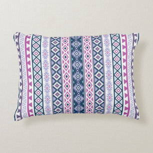 Aztec Stylized (V) Ptn Pinks Purples Blues White Decorative Pillow