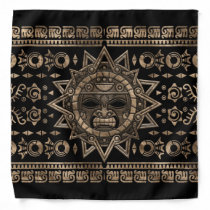 Aztec Sun God Gold and Black Bandana