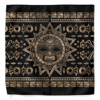 Aztec Sun God Gold and Black Bandana