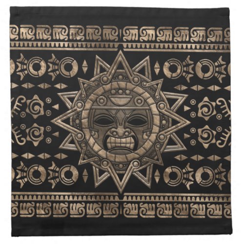 Aztec Sun God Gold and Black Cloth Napkin