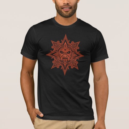 Aztec Sun Mask dark red T_Shirt