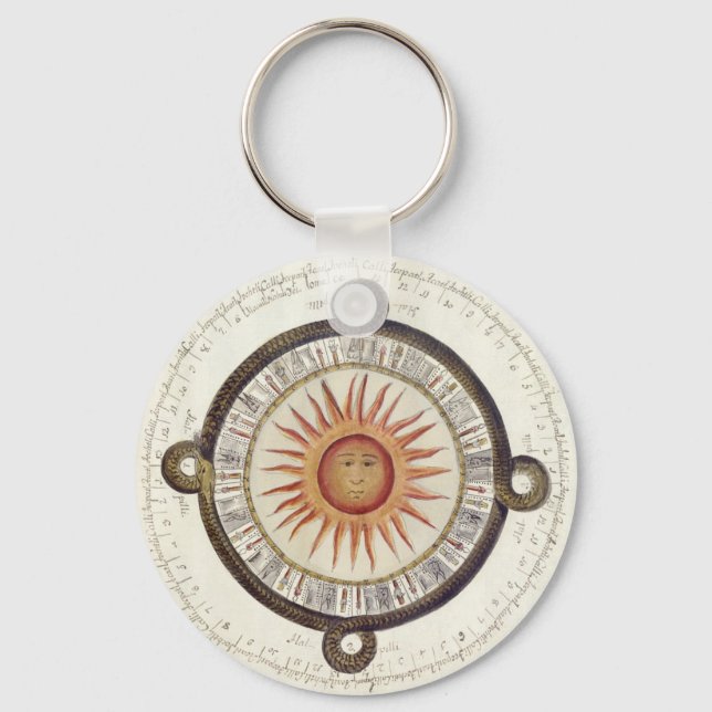 Aztec Sun Stone Keychain (Front)