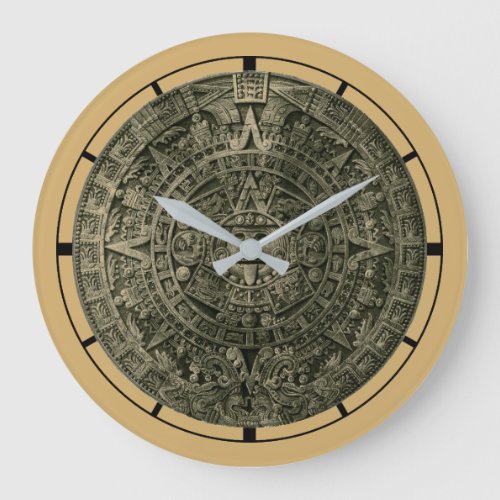 Aztec Sun Stone Zodiac Calendar Large Clock