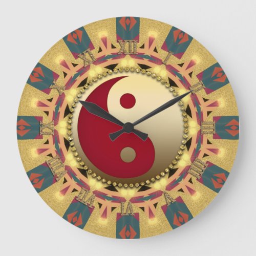 Aztec Sunshine YinYang FengShui Home Decor Clock