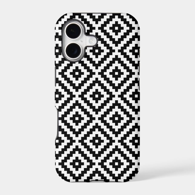 Aztec Symbol Block Ptn Black & White I iPhone Case (Back)