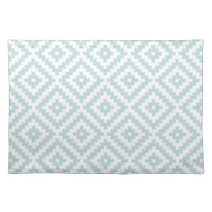Aztec Symbol Block Ptn Duck Egg Blue & White I Cloth Placemat