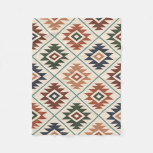 Aztec Symbol Stylized Big Pattern Color Mix Fleece Blanket
