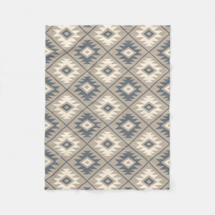 Aztec Symbol Stylized Pattern Blue Cream Sand Fleece Blanket