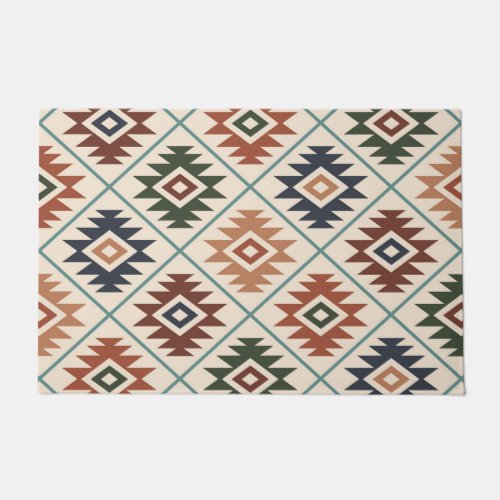 Aztec Symbol Stylized Pattern Color Mix Doormat